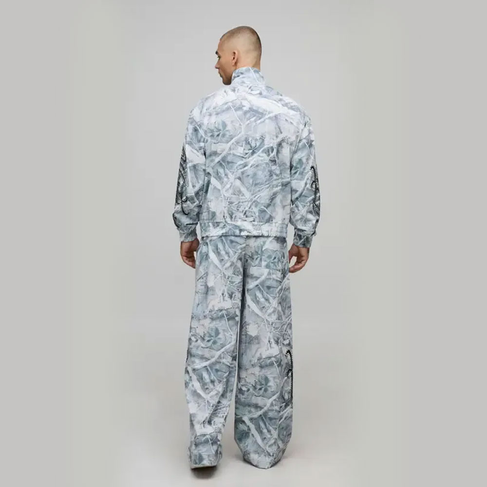 Boxy Fit Funnel Neck Zip Through Rhinestone Camo Woven Tracksuit - Image 2